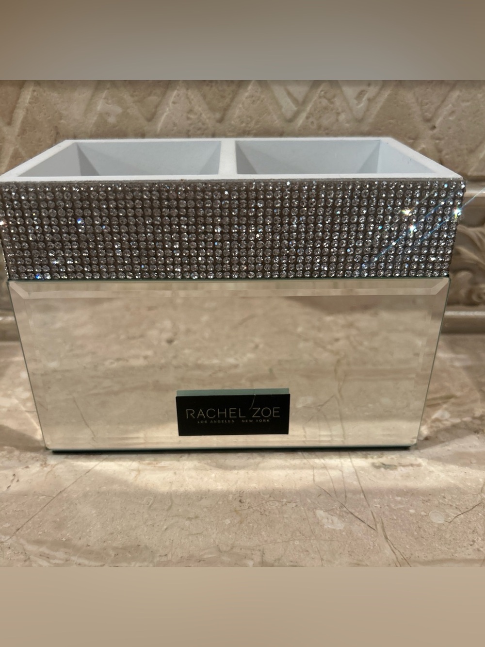 Bella Lux Mirrored Dual Toothbrush Holder